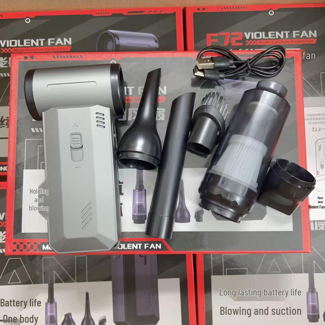 

Portable Brushless Handheld Fan Vacuum and Hair Dryer for Outdoor Camping Handheld Fan