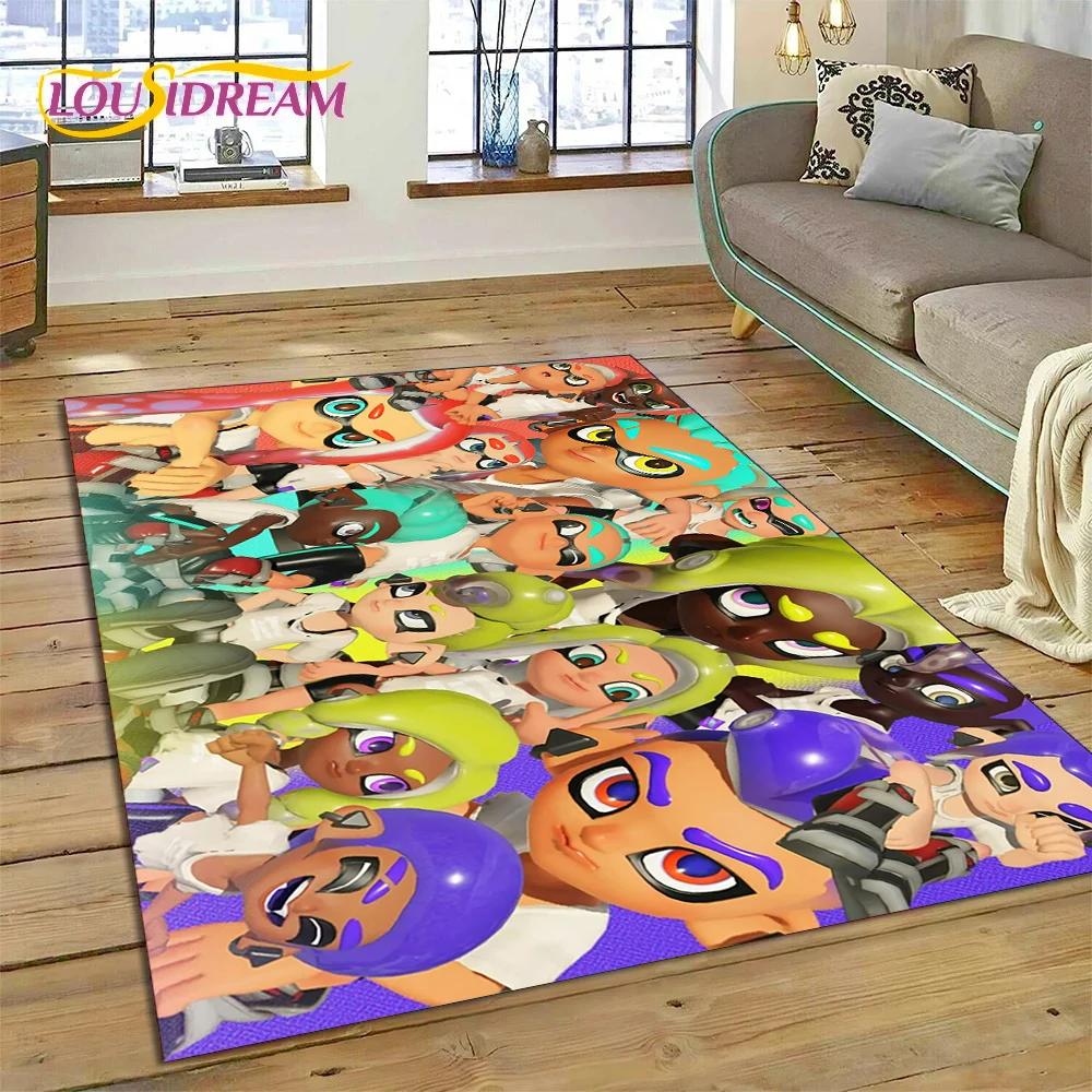 Splatoon3 PC hráč Kreslená hra Koberec do ložnice Obývací pokoj Dekorace domácí pohovky,Hra pro děti Velká dekorační rohož na podlahu Dárek