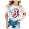 Girls Adorable Mermaid Princess Print Tshirt Summer CrewNeck ShortSleeved Soft Polyester Fabric Kids Top Clothing