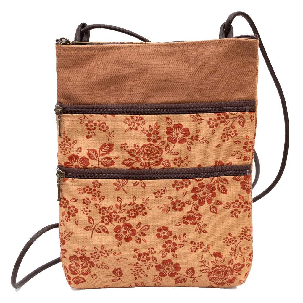 Persimmon Tannin Dyed Made In Zipper [creareki] Pochette, Canvas, Japan, Ladies, Seniors, Lightweight, KS-115 (Small Liberty/Red Shell)