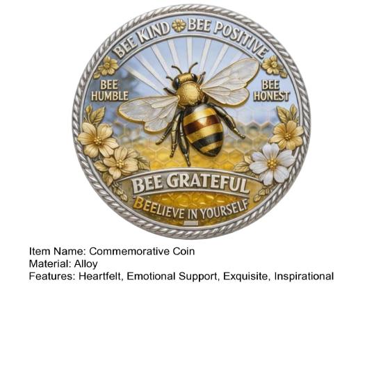 Bee Kind Bee Positive Challenge Coin Double Sided Inspirational Bee Commemorative Coin Collectible Metal Token Motivational Gift for Women Men