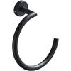 Single Post Bathroom Towel Ring, Wall Mounted Bath Towel Rack, Decorative Towel Hanger Stainless Steel (Black)