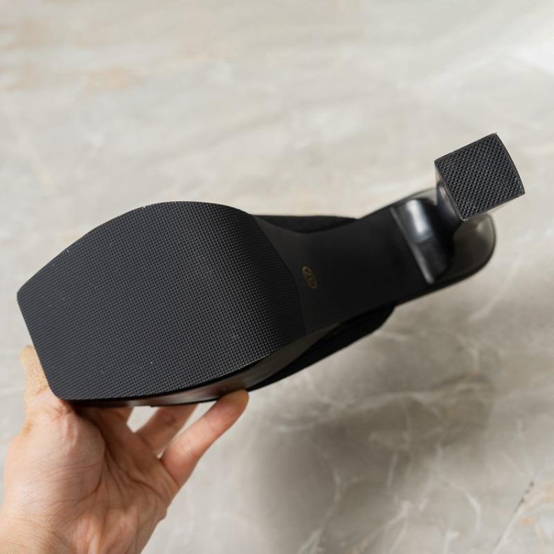 Sexy Women High Heels 11.5CM Thick Heel Platform Mesh Upper Open Toe Sandals Outdoor Wear City Walk Party Casual Shoes Sandalias