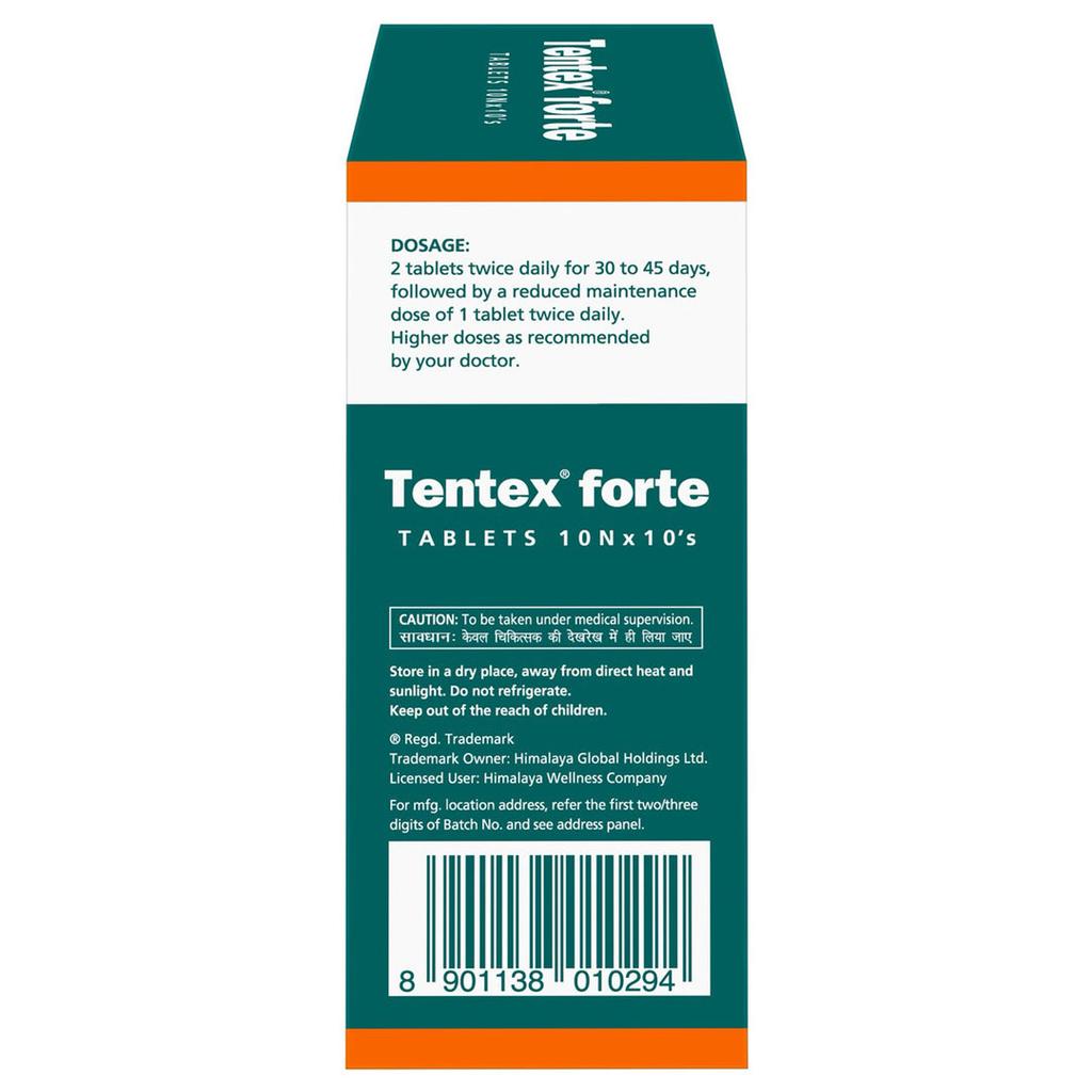 Himalaya 10 X 10 Strip Tentex Forte Male Wellness Libido Enhancer With Ashvagandha Shilajeet, Total 100 Tablets