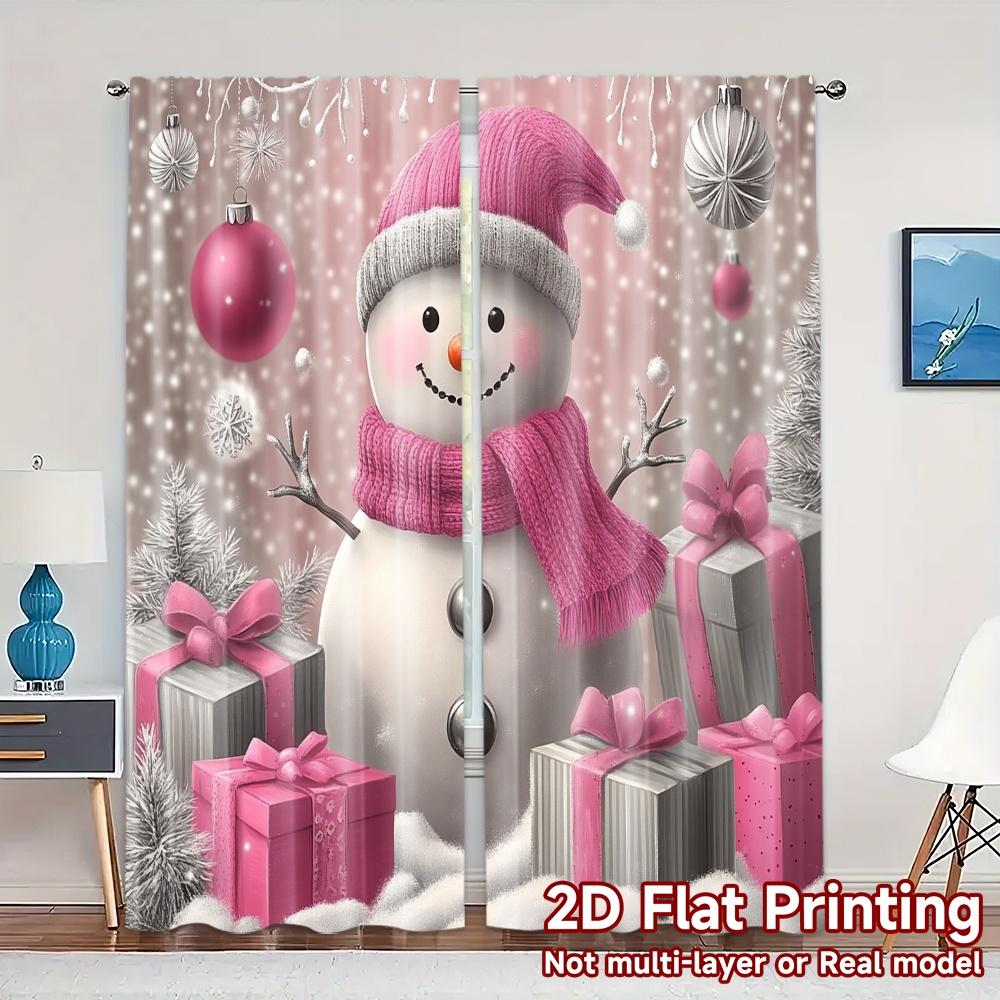 

2pcs,Curtains Cute Snowman Gifts Christmas (2) Pattern Modern Curtains Versatile Fabric Curtains All Seasons Suitable for 52.50×116.00 CM 2pcs