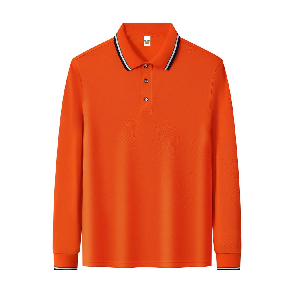 Men'S Clothing Brand Lapel Polo Shirt Long Sleeve T-Shirt High Quality Autumn Winter Solid Color Casual Breathable Top Unisex