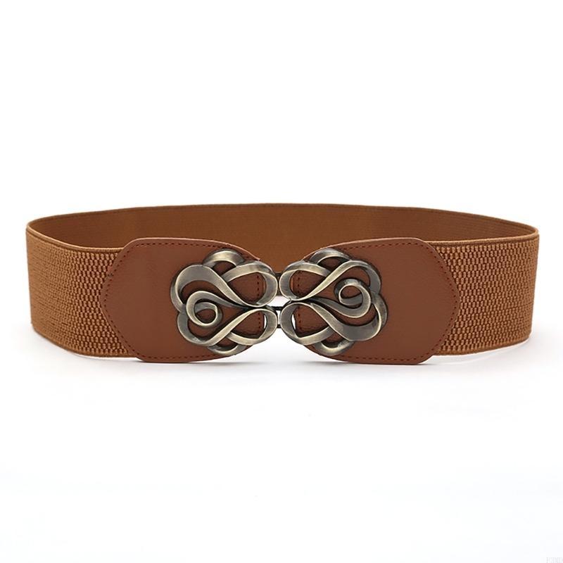 

Эластичная поясная цепочка Панк Широкая цепочка Пряжка Ковбойский пояс с пряжкой в виде розы F3MD коричневый