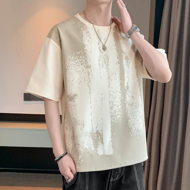 

Fashionable Printed Loose Casual Mens T Shirt Short Sleeve Top 8XL