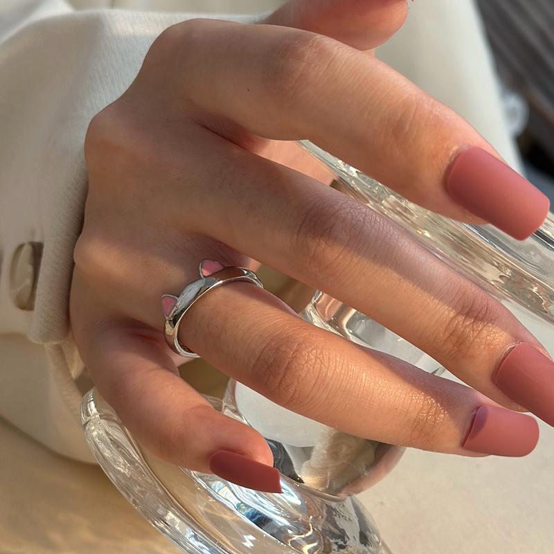 Pink Cute Cat Ear Ring For Women Cats Paw Embrace Tightly Opening Finger Rings Ladies Party Birthday Jewelry Accessories