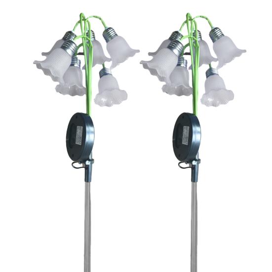 Flower Shaped Garden Light Fixtures 6 Head Lily Solar Light, IP44 Waterproof of The Valley Stakes Stake Lamp for Yard Patio, Outdoor Pathway Landscape