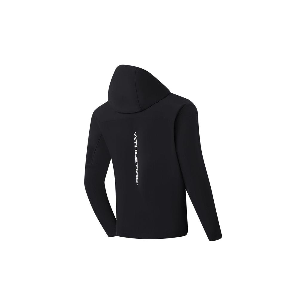 Li-Ning Training Series Solid Color Logo Print Woven Zip-Up Hooded Long Sleeve Jacket Men Jacket Black AFDSD17-3