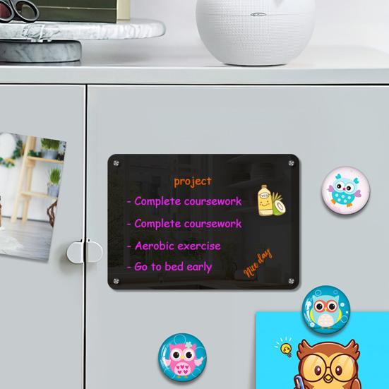 Acrylic Magnetic Memo Board Dry Erase Refrigerator Notepad with Strong Magnets Scratch-Resistant Planning Calendar for Kitchen Office