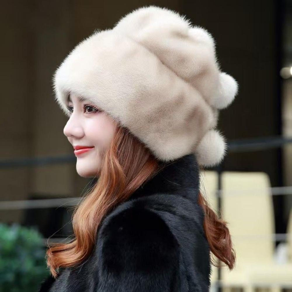 New Mink Hat Women's Winter Imitation Fur Fashion Earmuffs Hat Warm Middle-aged and Elderly Yurt Beret