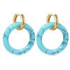 Natural Gemstone Woman Earrings Oversized Hoop Stainless Steel Earrings Wedding Party Jewelry Gifts Women's Fine Jewelry