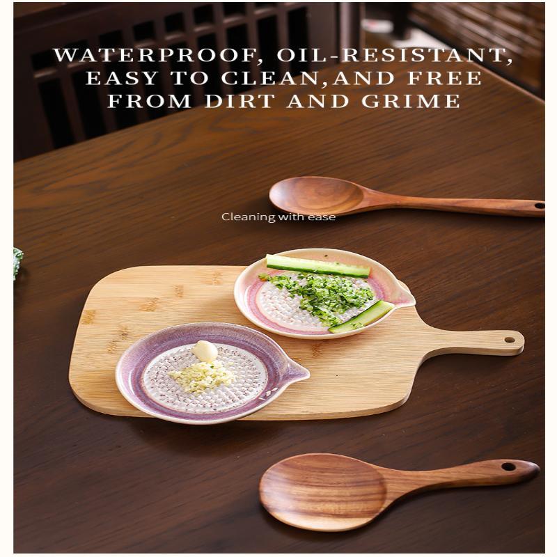 Japanese Style Ceramic Garlic Grater Plate Smooth Edge Porcelain Grater with Spout for Outdoor Camping Home Paste Making
