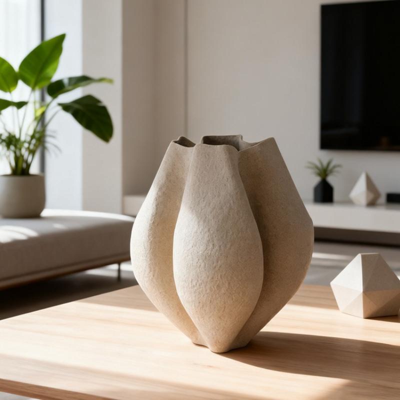 Artistic Vase Irregular Geometric Folds Flowerpot Resin Handicrafts Flower Arrangement Accessories Flower Vase Home Decoration