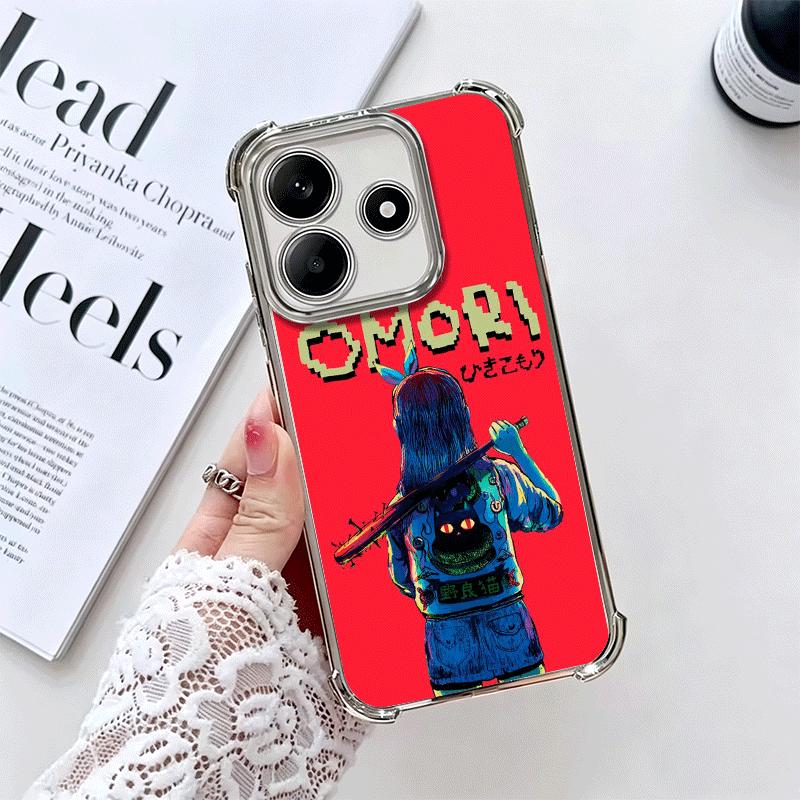 O-Omori Cartoon Game Plating Phone Case For Xiaomi Redmi Note 14 15 Pro Plus 13 12 11 11S 11T 10 9S 9 5G Anti-Fall Airabag Cover