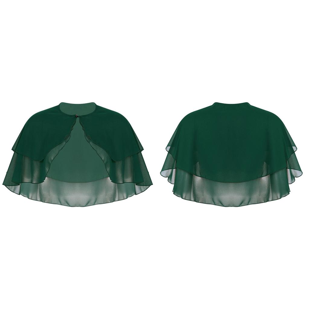 Women Elegant Chiffon Cover Up Shawl Cape Bolero Ruffle Wraps Accessory Party Wedding Jackets