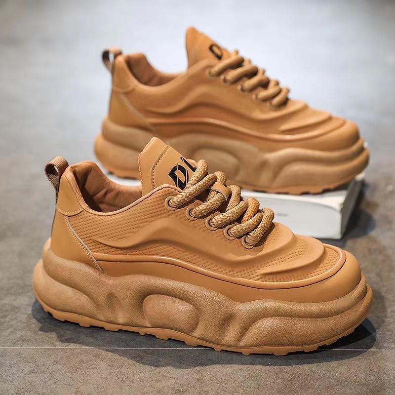 Chunky Sneakers Mens Designer Board Shoes Fashion Casual Microfiber Leather Fabric Breathable Increased Internal Platform Shoes