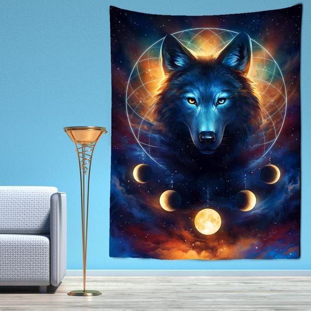 Fantasy Wolf Tapestry Wall Hanging Animal Aesthetic Room Decoration Bohemian Psychedelic Mandala Home Dormitory Wall Decoration
