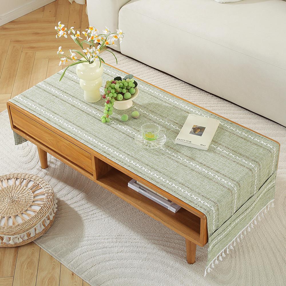 Nordic Home Modern Cotton Linen Rectangular Tablecloth With Non Slip Back For Living Room Decor
