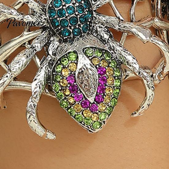 Personalized Daily Accessory Vintage Rhinestone Spider Bracelet, Gothic Punk Adjustable Stretch Bangle Creative Shape for Men Women, Mysterious