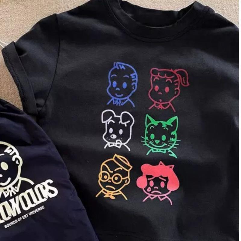 Kids Cotton Cartoon Short Sleeve T Shirt Summer Toddler Round Neck Top Boys Girls Fashion Casual Tee