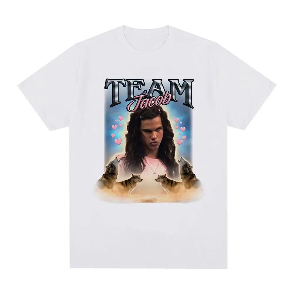 Y2K Vintage T-shirts Team Jacob Team Edward Pattern T-shirt Fun Meme Short Sleeve Fashion Oversized T-shirt Street Wear Unisex