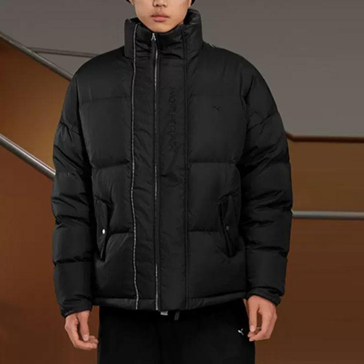Puma Tisk loga řady MMQ Zip-Up Down Jacket Unisex svrchní oblečení Černá 536623-01