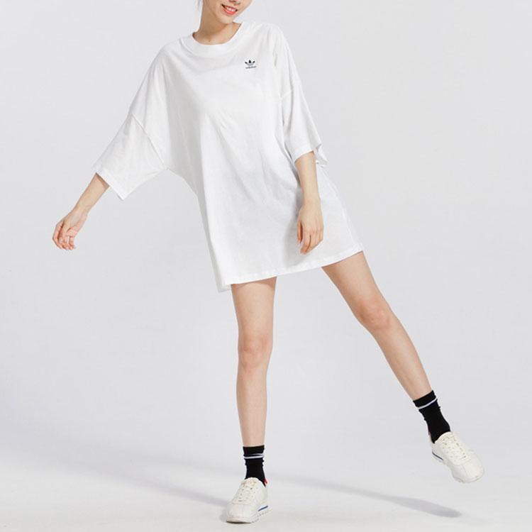 Women's T-Shirt Adidas Originals Drop Shoulder Sleeve T Shirt Women's White
