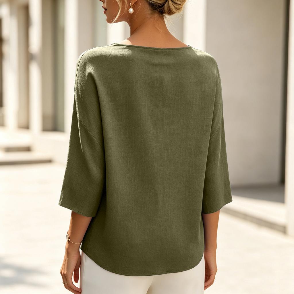 Women's Casual V-Neck Loose Pullover Top