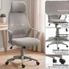 Office Chair, Desk Chair with Rocking Function, Height-Adjustable with Headrest, Lumbar Support, Grey