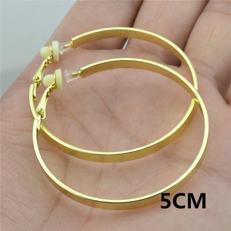 Women's Versatile Large Hoop Earrings - Trendy Personality In Black, Gold, Silver; Non-Piercing Ear Clips for Nightclubs