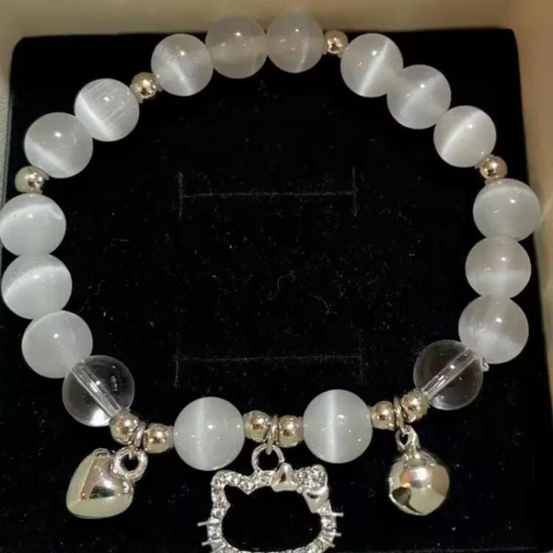 Handmade KT Heart Beads Bracelet with Bells - Perfect for Women and Best Friends