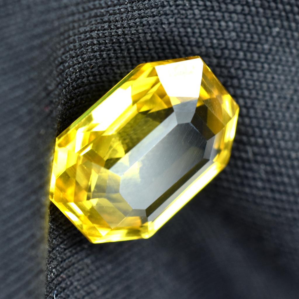 Sapphire Yellow Unique Color Emerald Cut 7.20Ct Natural Loose Gemstone CERTIFIED AR-182