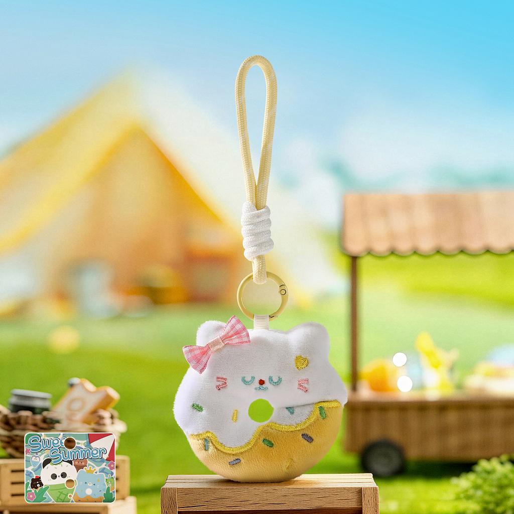 Cute Cat Doughnut Plush Pendant Girlie Bag Charm Cartoon Doll Keychain Soft And Cute Doll Accessory Niche Healing Gift