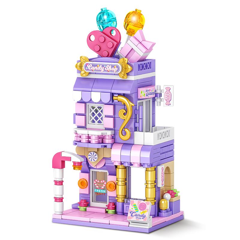 City Building Blocks Candy Shop Gingerbread House Model Set Desktop Decor Kids DIY Toys Christmas Birthday Gift