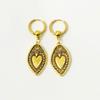 Bohemian Retro Gold Color Shield Heart-shaped Relief Pendant Dangle Earrings for Women Personality Trendy Jewelry Accessory Gift