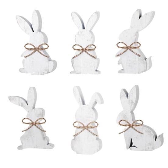 1 Set Easter Rabbit Table Sign Farmhouse Rustic Bunny Decoration Home Office Spring Easter Holiday Party Table Centerpiece Ornament