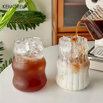 Szklanka Ins 500ML 16OZ Odporna na ciepło Kubek do picia Przezroczysty Kubek na herbatę sok mleko kawę Domowe Szklanki do wody Kubek w paski