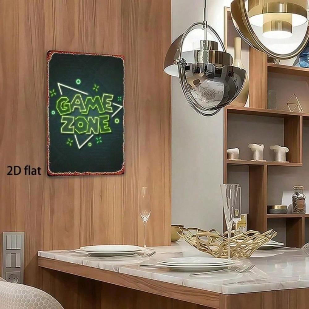 Vintage Neon Game Zone Metal Wall Art 20x30cm Bar Home Decor