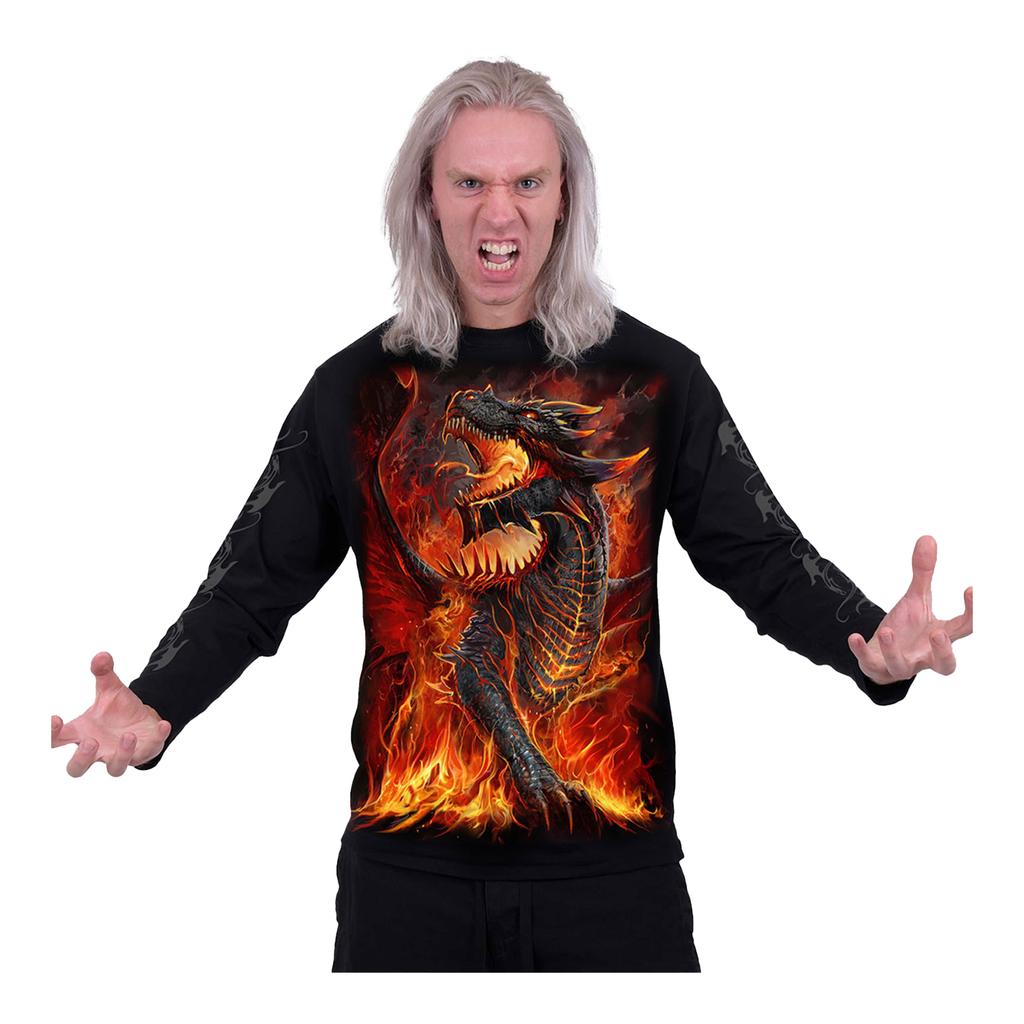 Spiral Direct Unisex dla Dorosłych Koszulka z Długim Rękawem z Nadrukiem Draconis na Plecach i Rękawach