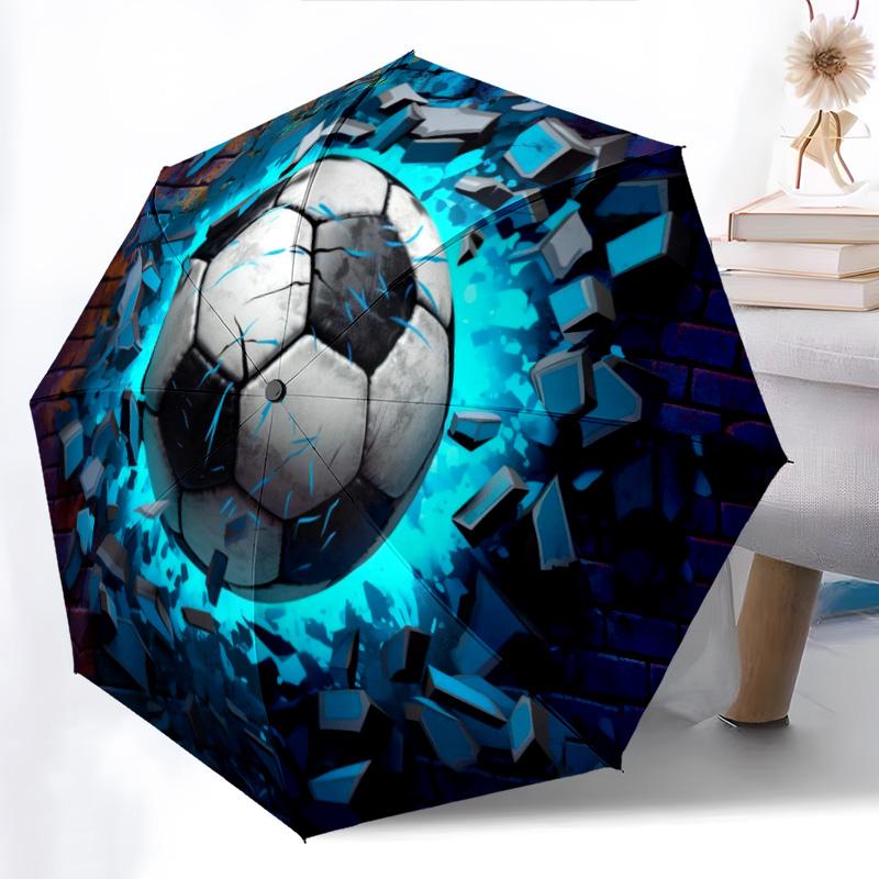 1pc football Umbrella Portable Folding Umbrella Iron Frame Hole Bone Structure Outdoor Home Umbrella