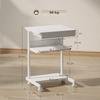 Rolling Desk with Drawer and Shelves, 4 Wheels, Compact, Chipboard, Metal