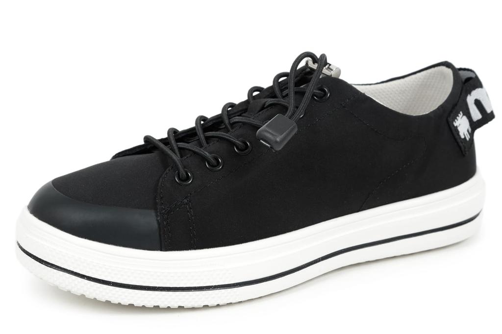 Mozu Waterproof Rain 4cm Stretch Elastic Size 23cm Women's Low-Top Sneakers, Waterproof, Non-Slip Sole, Laces, Black,