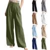 Ladies' Color Casual Fashion Breathable Loose Cotton And Linen Pants