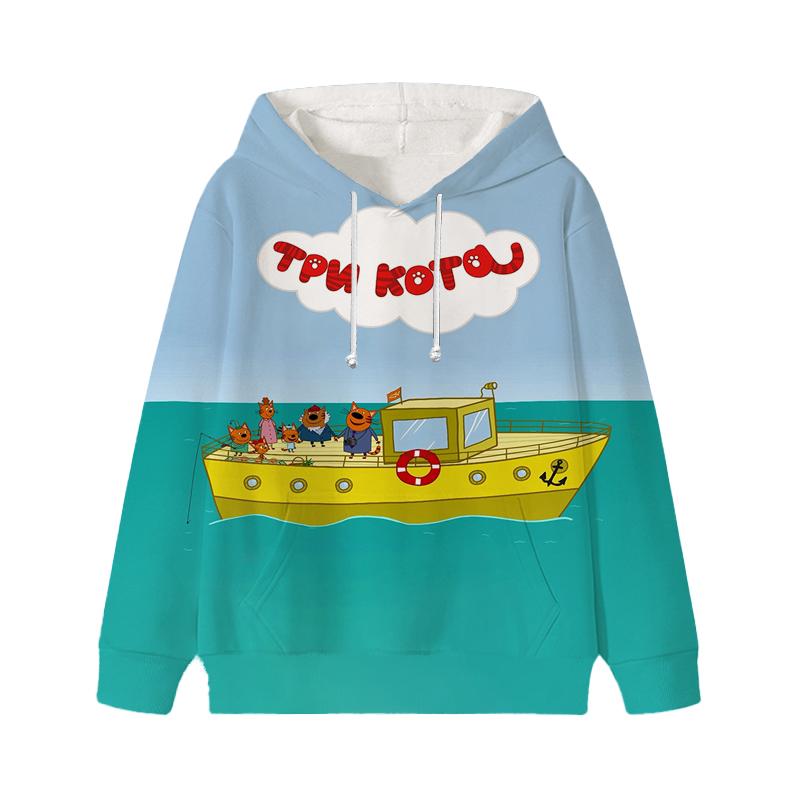 Trzy kocięta bluza z kapturem E-cat rodzina dziecięca słodka dziecięca jesień bluza z kapturem ubrania mangi dziecko dziewczyna chłopiec bluza z kapturem bluzy z kapturem