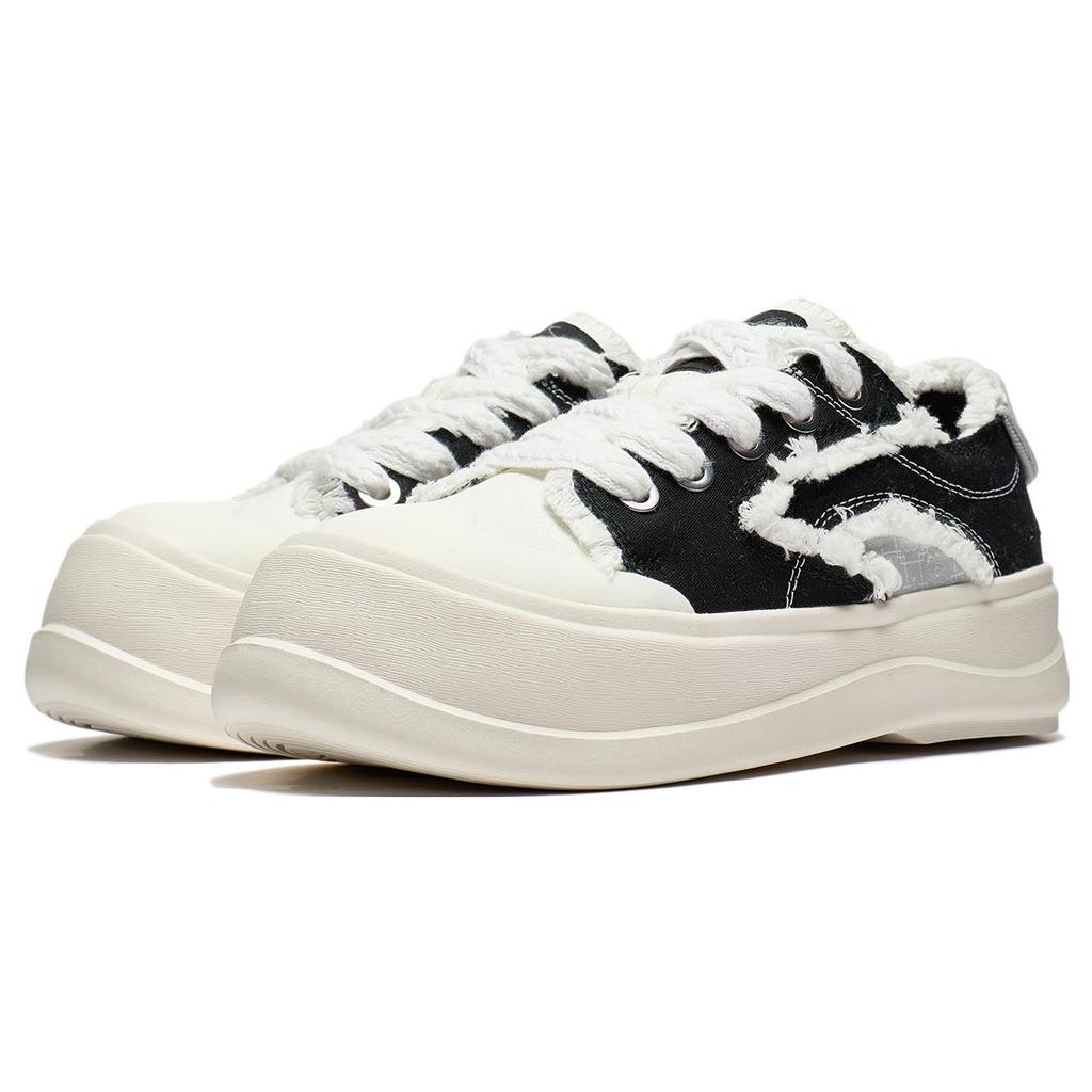 New Disney X LiNing Honey Platform Anti Slip Wear Resistant Low Top Sports Casual Shoes Women's Black White AGCT042-1