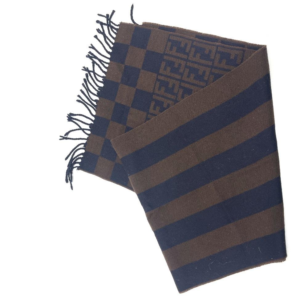 FENDI Zucca pattern Pecan Scarf with fringe, stole/shawl, winter clothing Scarf