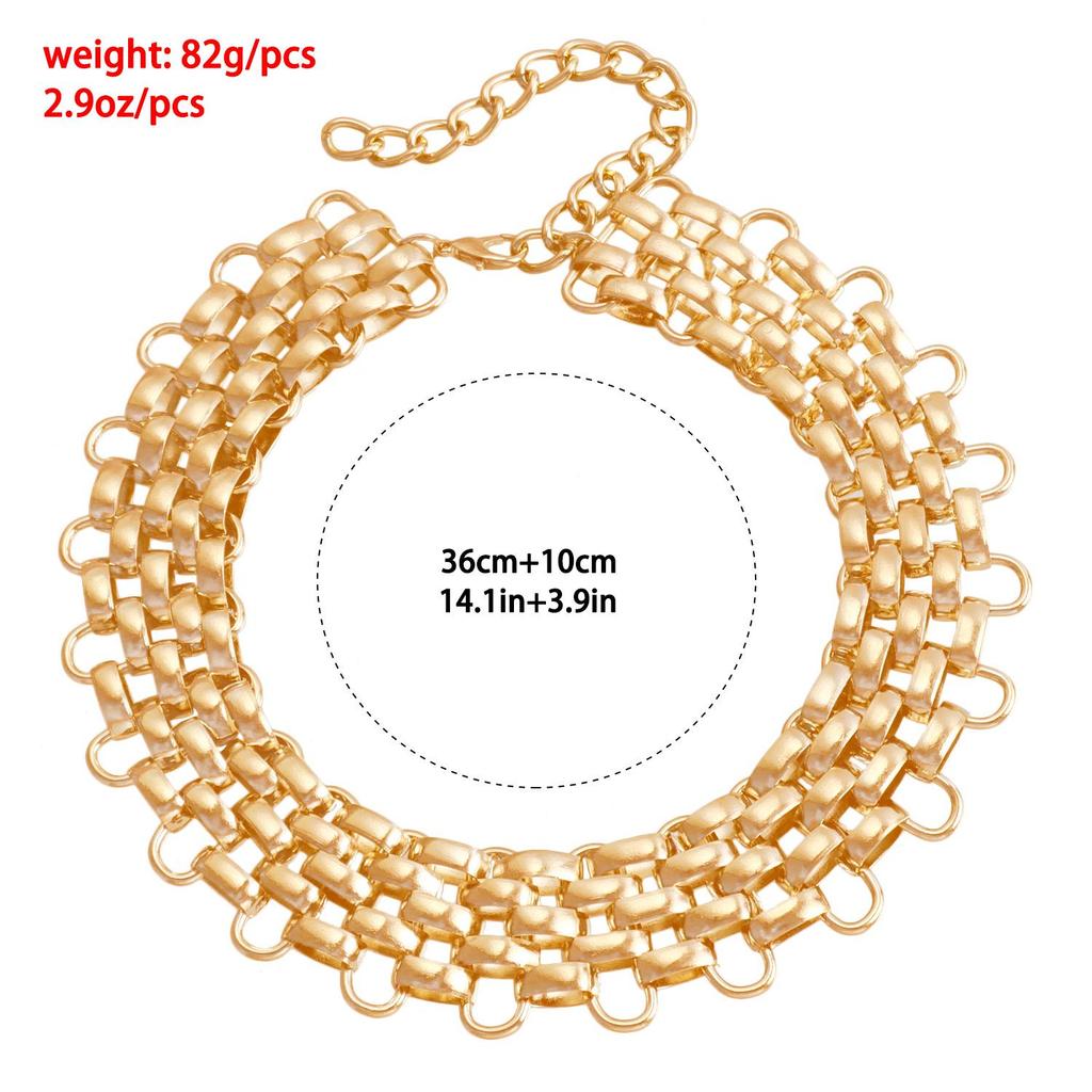 Chunky Punk Chain Necklace and Metal Bracelet Set